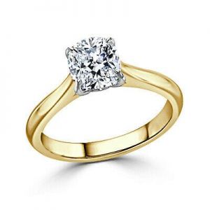 PopPap Rings-Yellow gold 1.00 Ct Cushion Cut Diamond Engagement Ring 14K Solid Yellow Gold Size M N O R