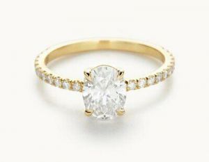 PopPap Rings-Yellow gold 1.30 Ct Oval Cut Diamond Engagement Ring 14K Solid Yellow Gold Size M N O R P