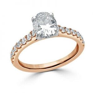 PopPap Rings-Rose gold 1.30 Ct Oval Cut Diamond Engagement Ring 14K Solid Rose Gold Size M N O R P Q