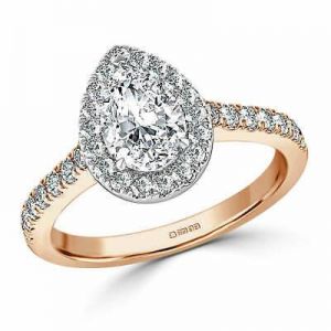PopPap Rings-Rose gold 1.60 Ct Pear Cut Diamond Engagement Ring 14K Solid Rose Gold Size M N O R P